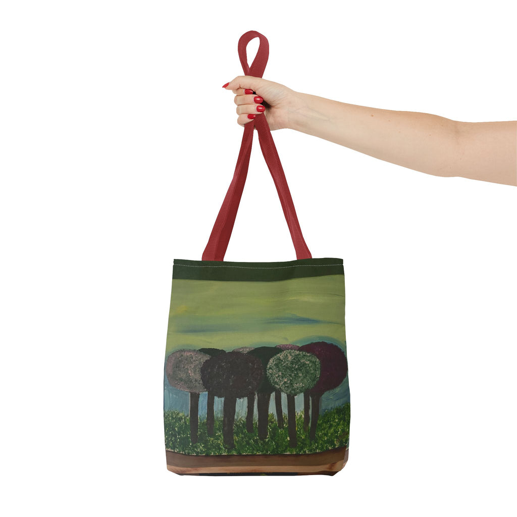 Forest Meadow Tote Bag — Abstract Tree Landscape All-Over Print