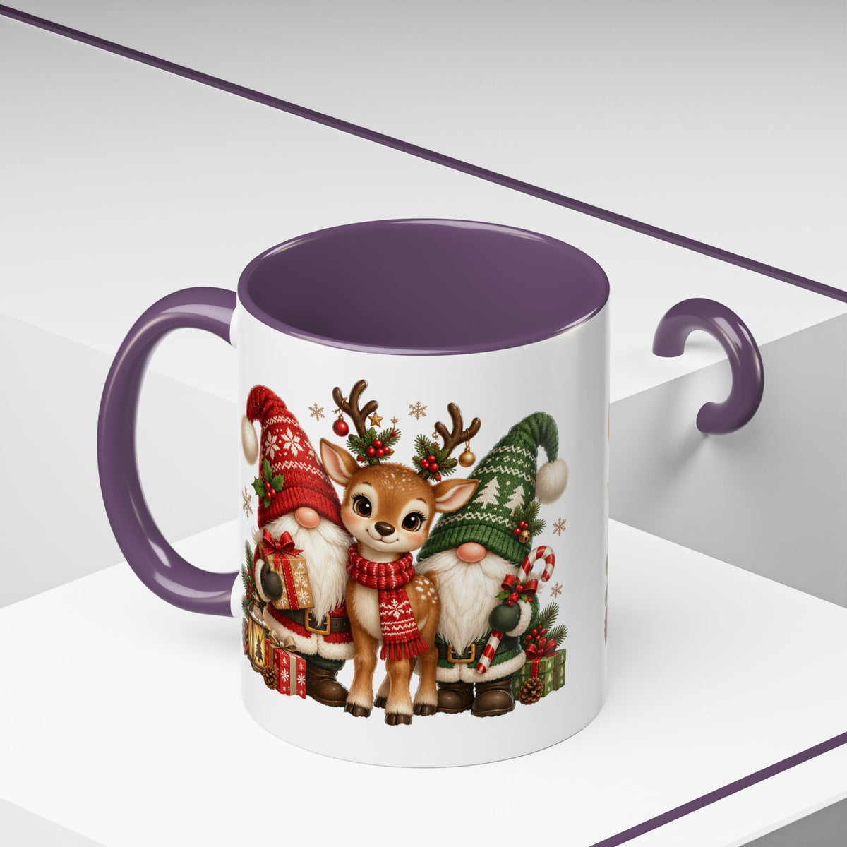 Festive Christmas Gnome and Reindeer Coffee Mug