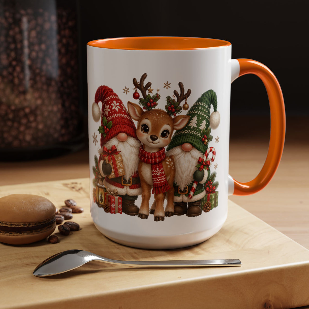 Festive Christmas Gnome and Reindeer Coffee Mug