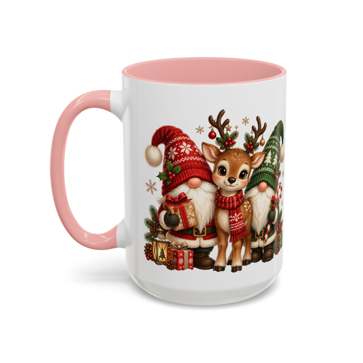 Festive Christmas Gnome and Reindeer Coffee Mug