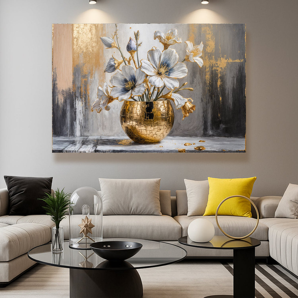 Magnolia in Gold — Abstract Canvas Art
