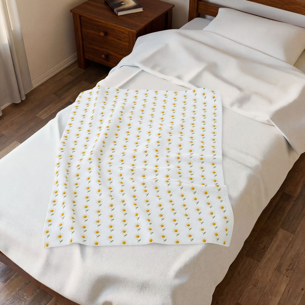 Daisy Floral Velveteen Plush Blanket