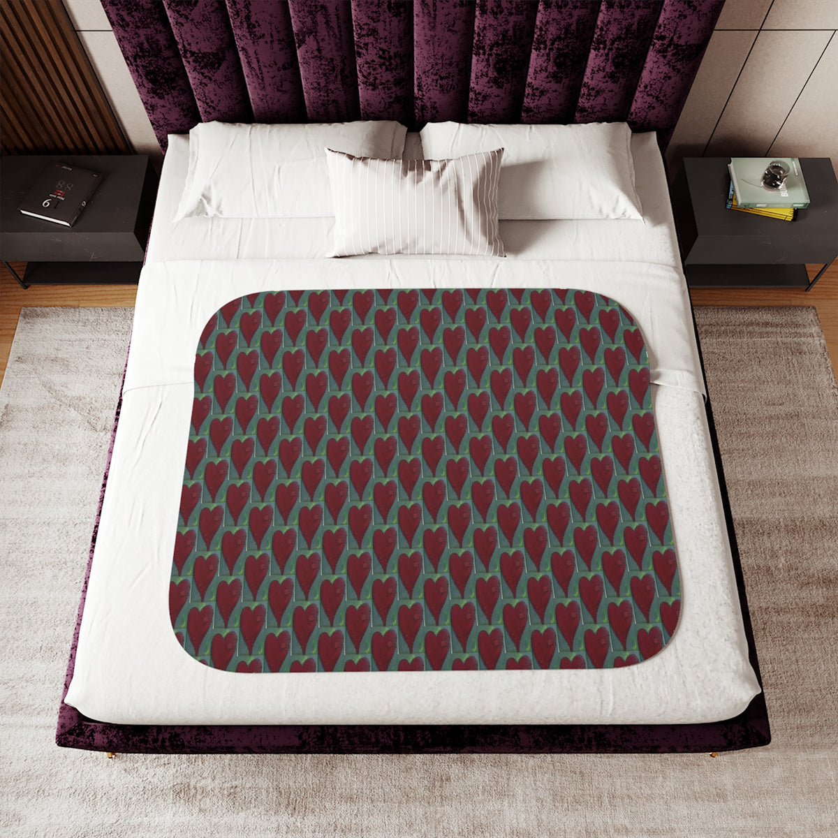 Heart Pattern Sherpa Blanket