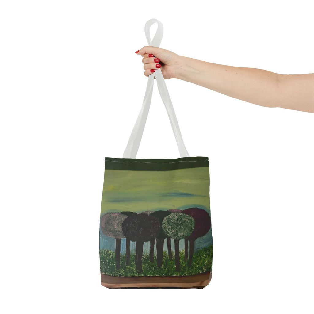 Forest Meadow Tote Bag — Abstract Tree Landscape All-Over Print
