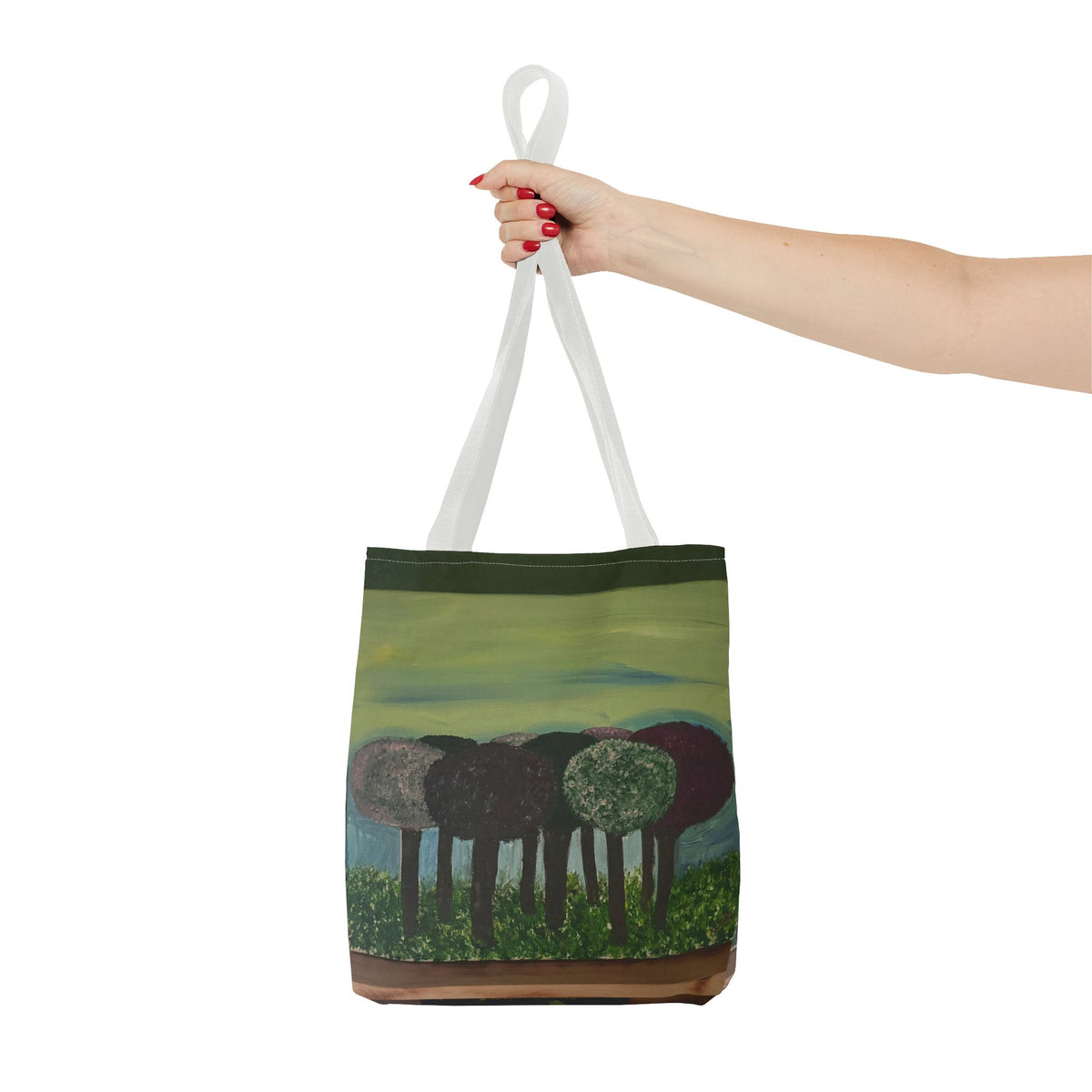 Forest Meadow Tote Bag — Abstract Tree Landscape All-Over Print