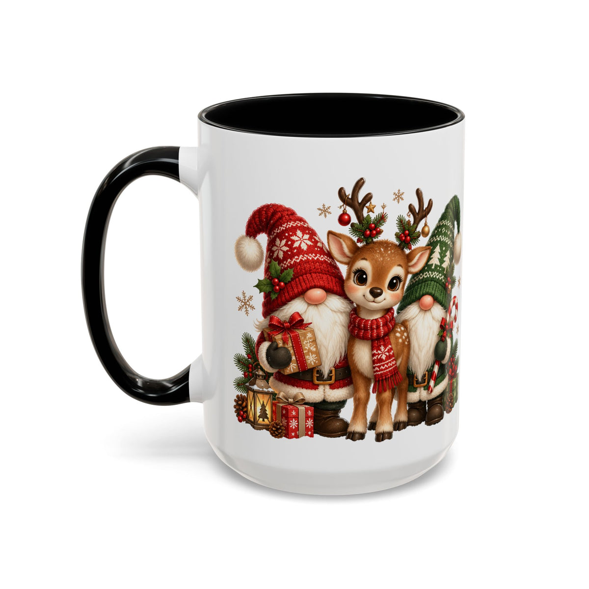 Festive Christmas Gnome and Reindeer Coffee Mug