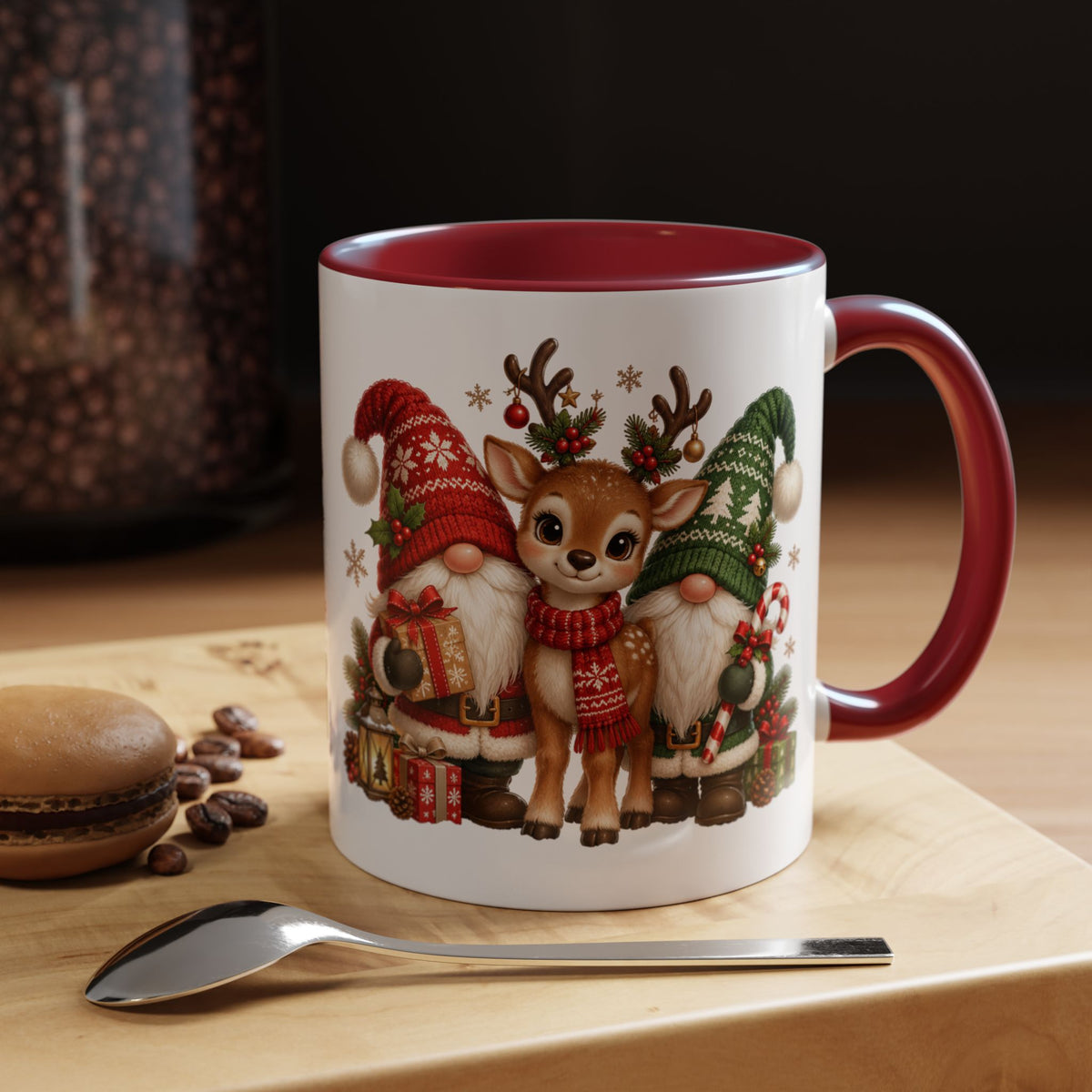 Festive Christmas Gnome and Reindeer Coffee Mug