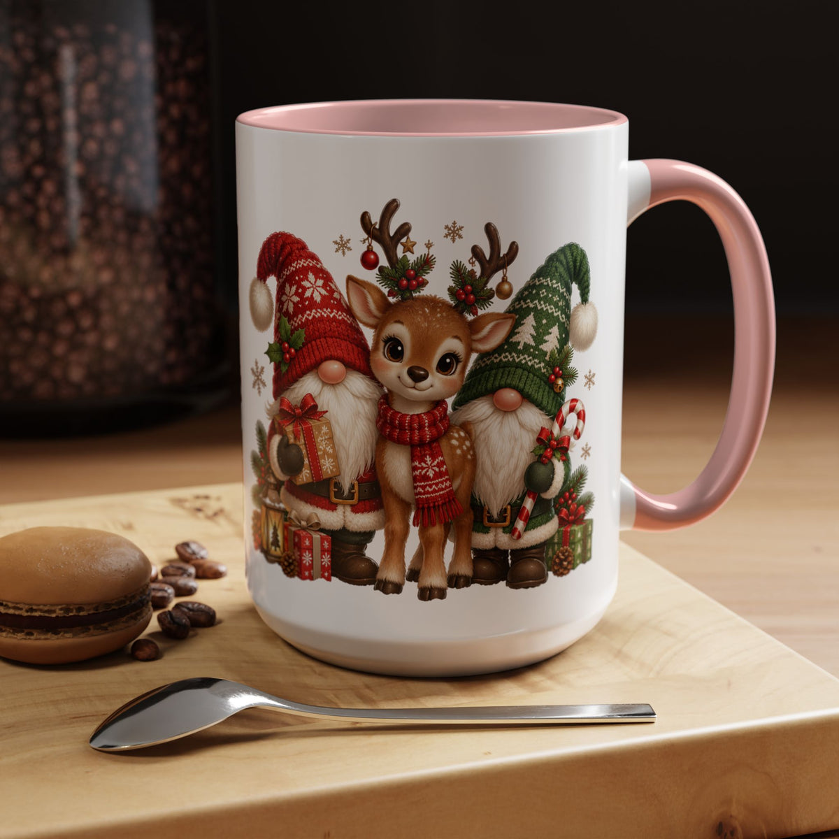 Festive Christmas Gnome and Reindeer Coffee Mug