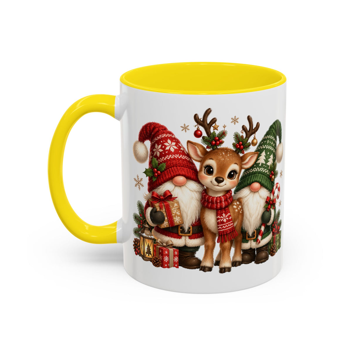 Festive Christmas Gnome and Reindeer Coffee Mug