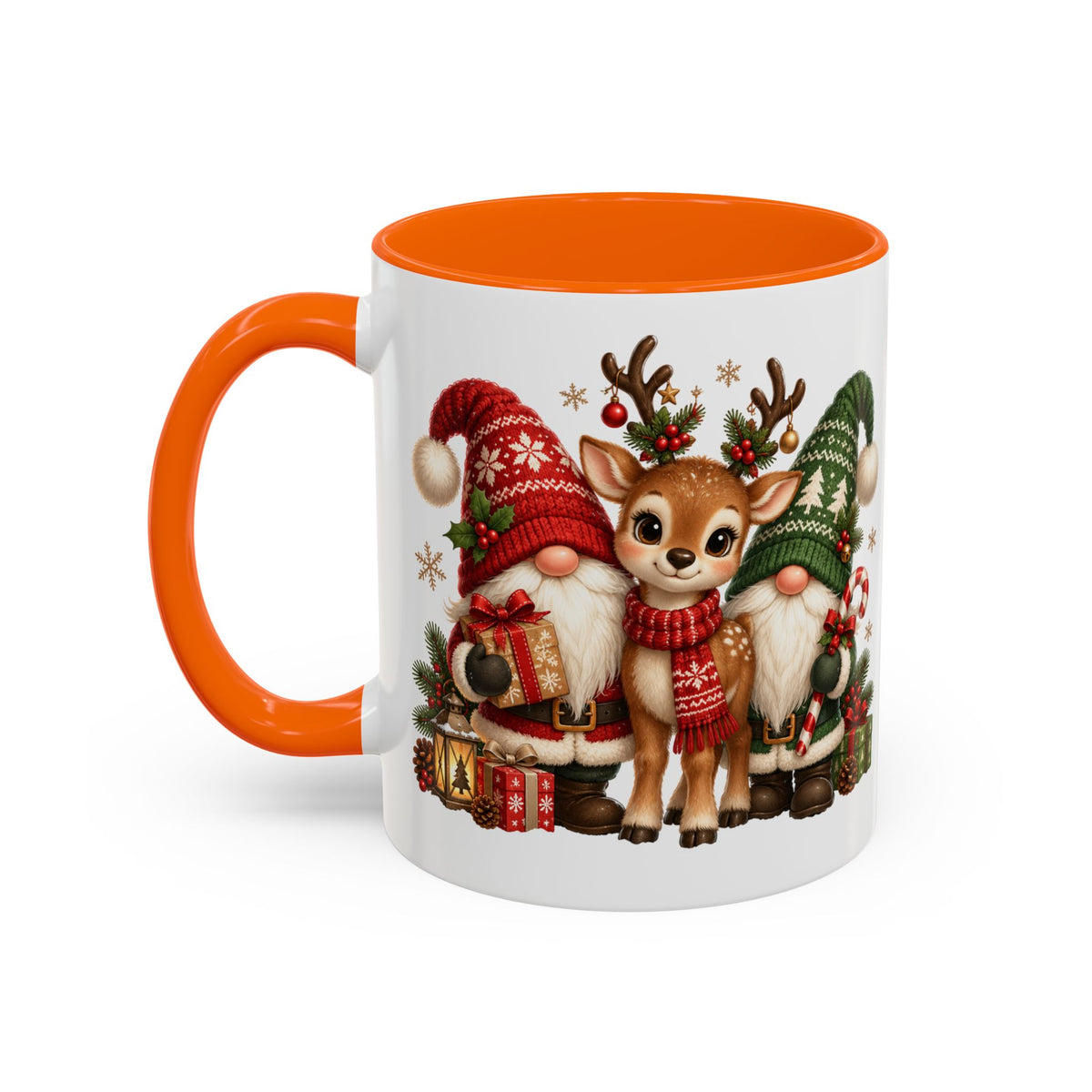 Festive Christmas Gnome and Reindeer Coffee Mug