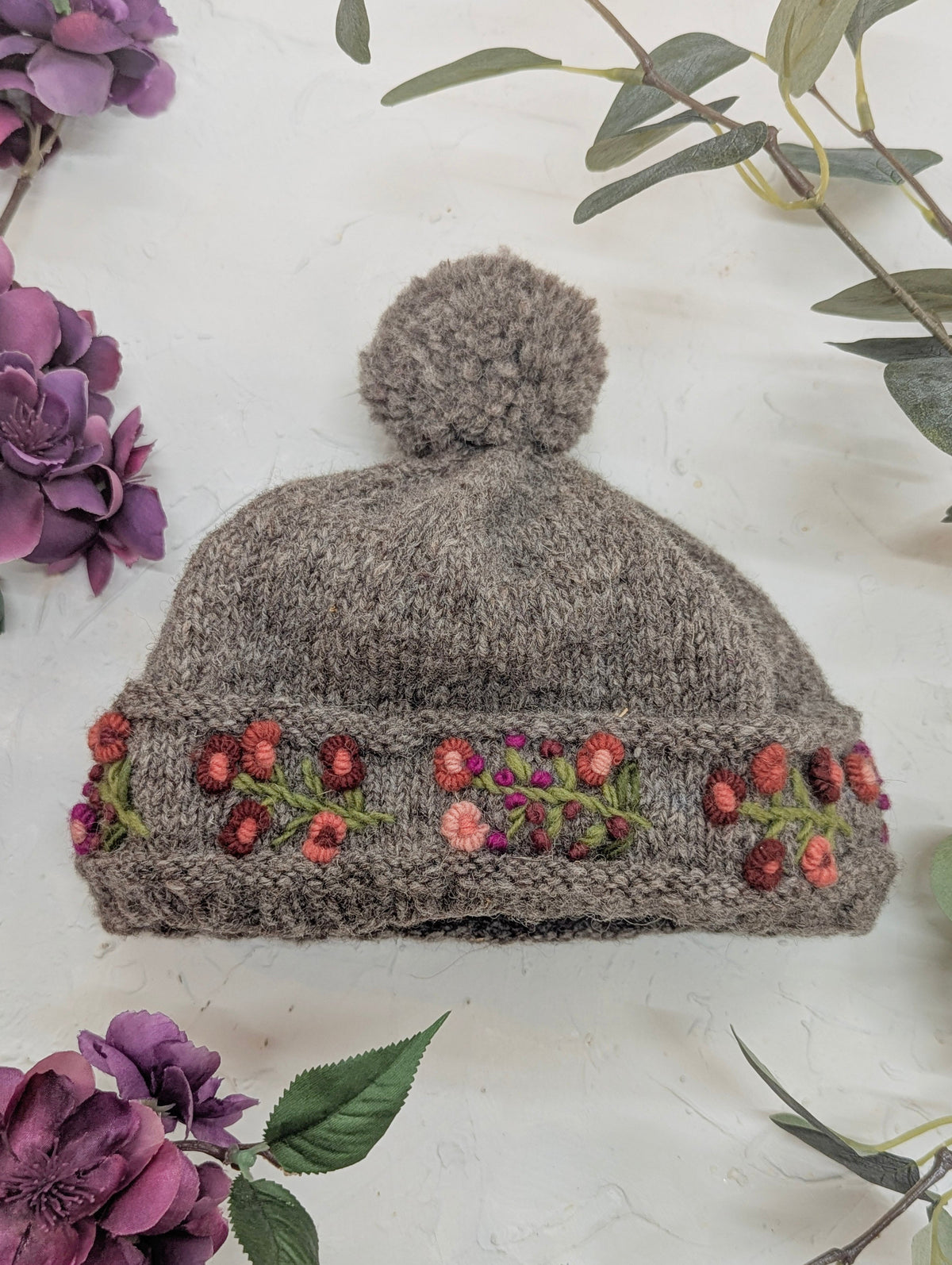 Mathilde Wool Knit Embroidered Hat