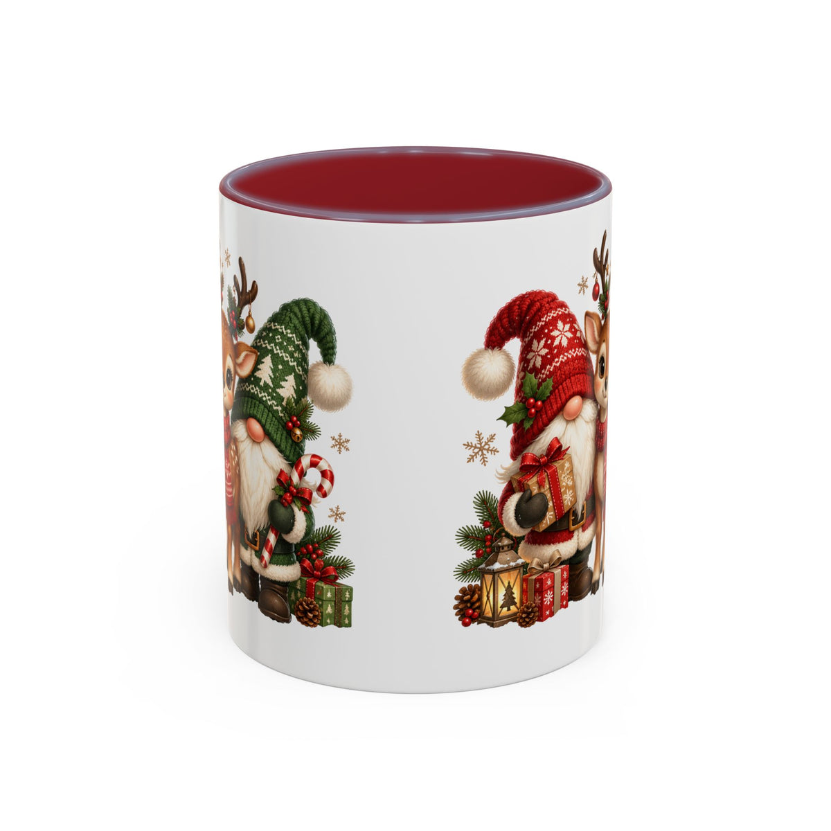 Festive Christmas Gnome and Reindeer Coffee Mug