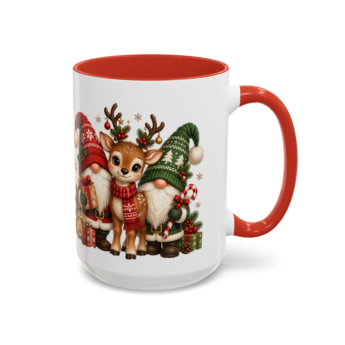 Festive Christmas Gnome and Reindeer Coffee Mug