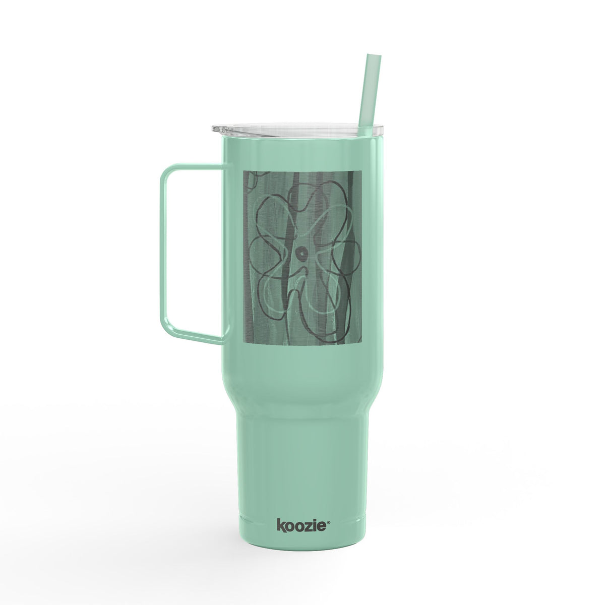 40oz Engraved Floral Insulated Tumbler with Lid & Straw