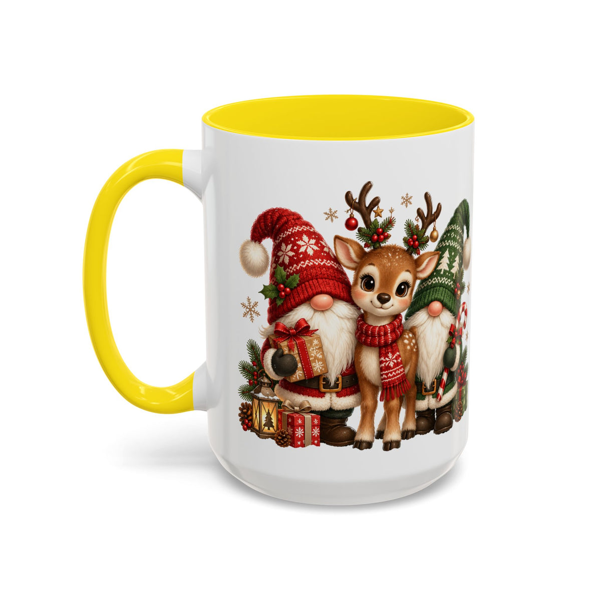 Festive Christmas Gnome and Reindeer Coffee Mug