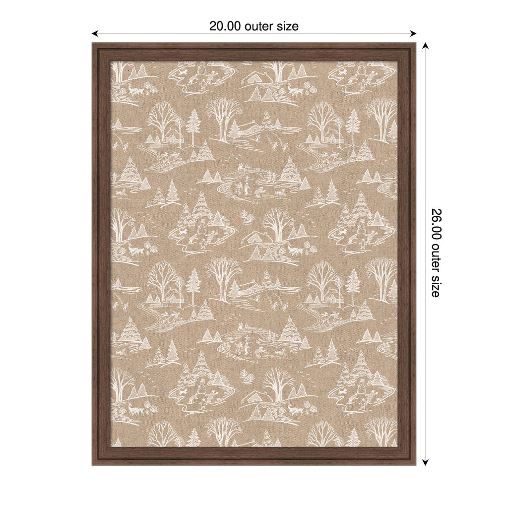 Kate and Laurel Framed Fabric Pinboard Wonderland White Toile