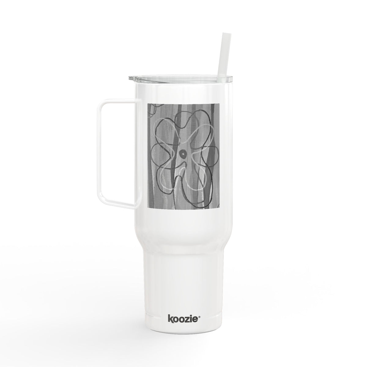 40oz Engraved Floral Insulated Tumbler with Lid & Straw