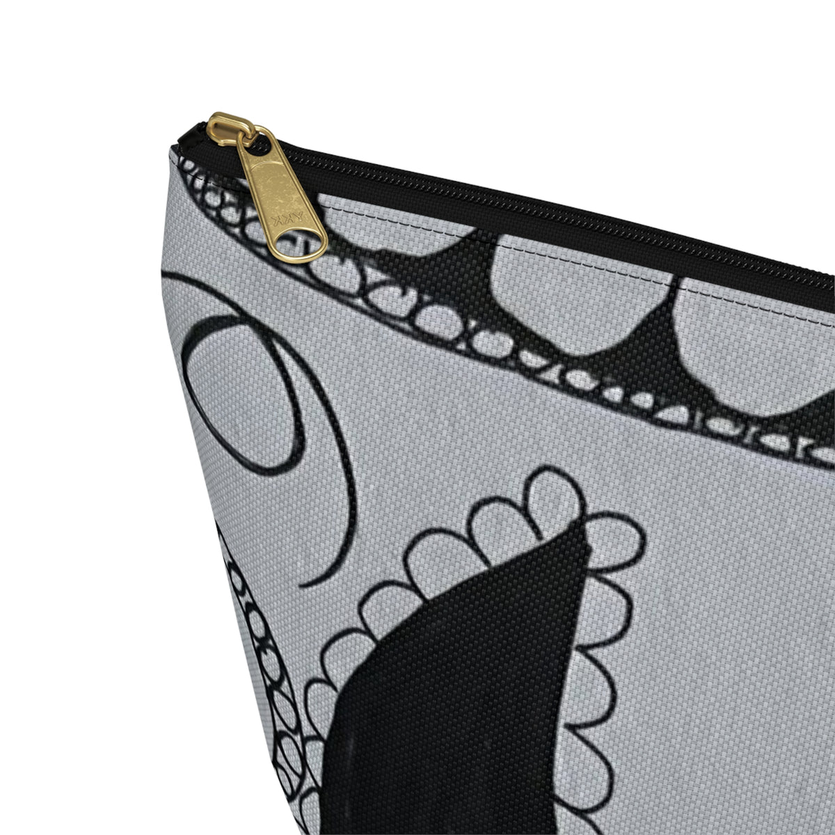 Black and White Paisley Floral Accessory Pouch