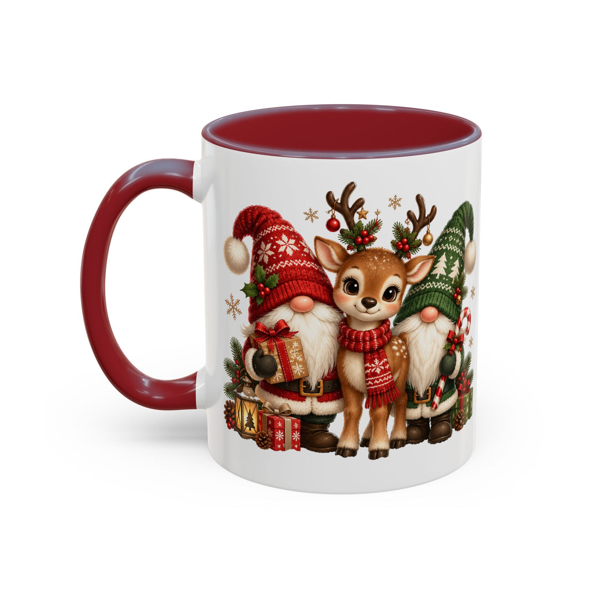 Festive Christmas Gnome and Reindeer Coffee Mug