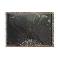 Dark Floral Woven Blanket — Moody Botanical Throw with Red Bloom Accents