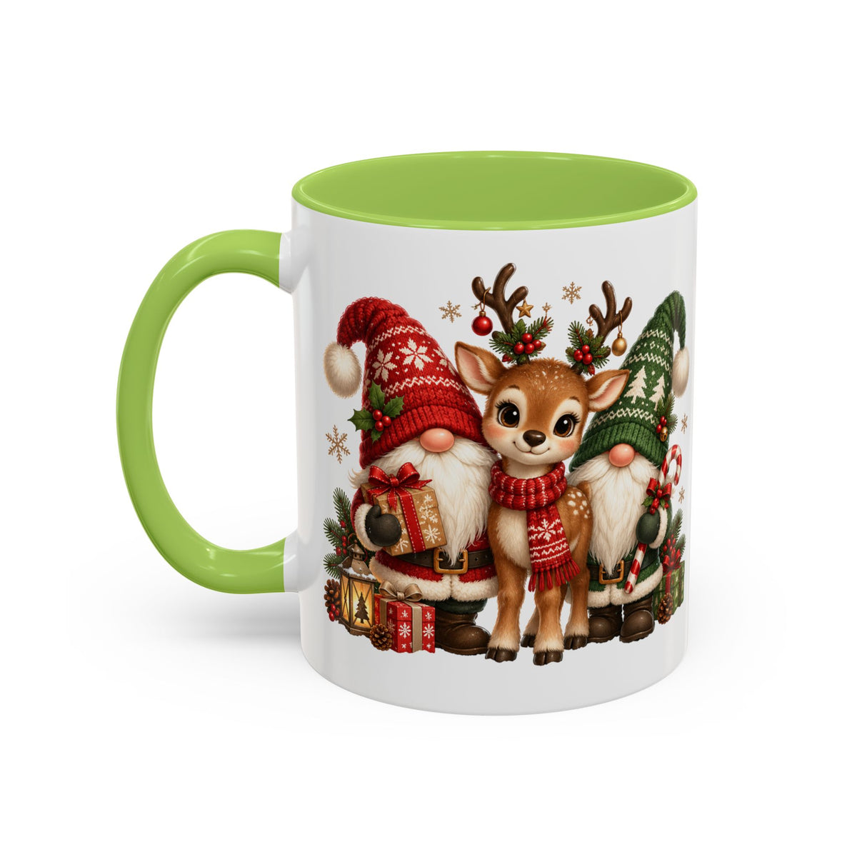 Festive Christmas Gnome and Reindeer Coffee Mug