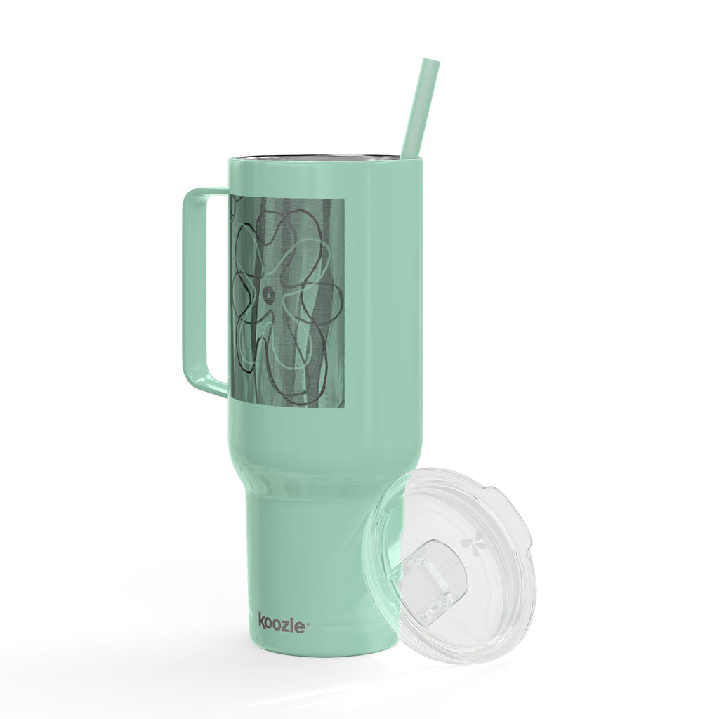 40oz Engraved Floral Insulated Tumbler with Lid & Straw