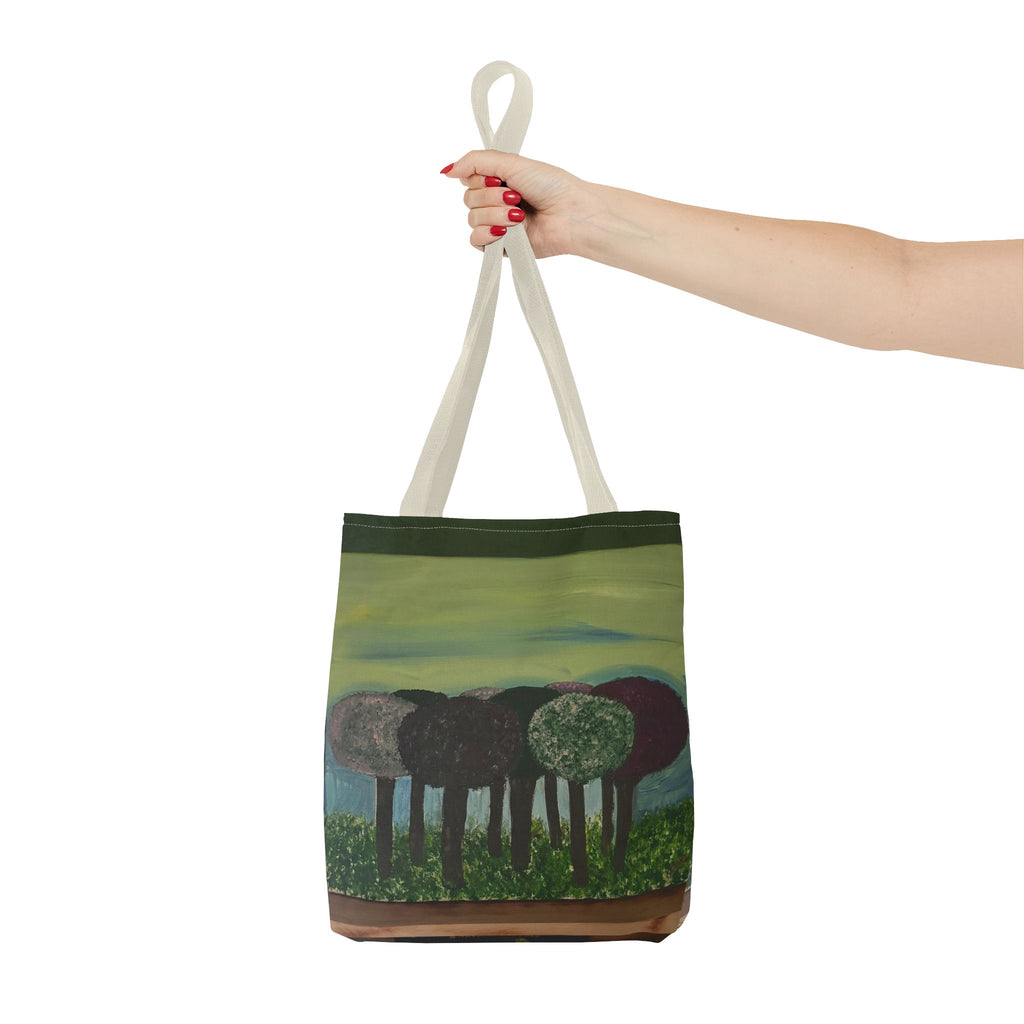 Forest Meadow Tote Bag — Abstract Tree Landscape All-Over Print