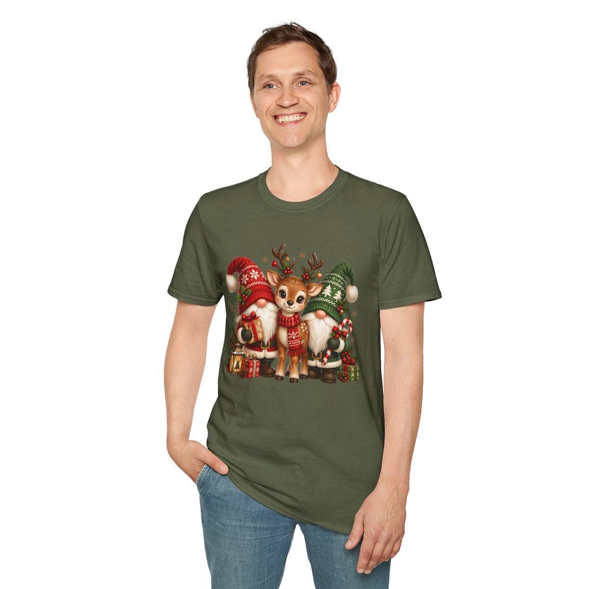 Christmas Reindeer and Bear Family T-Shirt