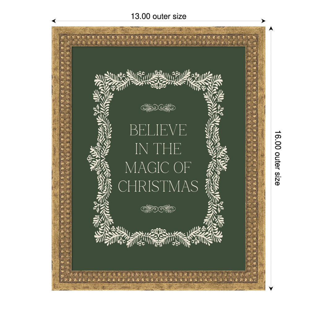 Christmas Magic Green by Kikiandnim Framed Mounted Canvas Wall Art Print