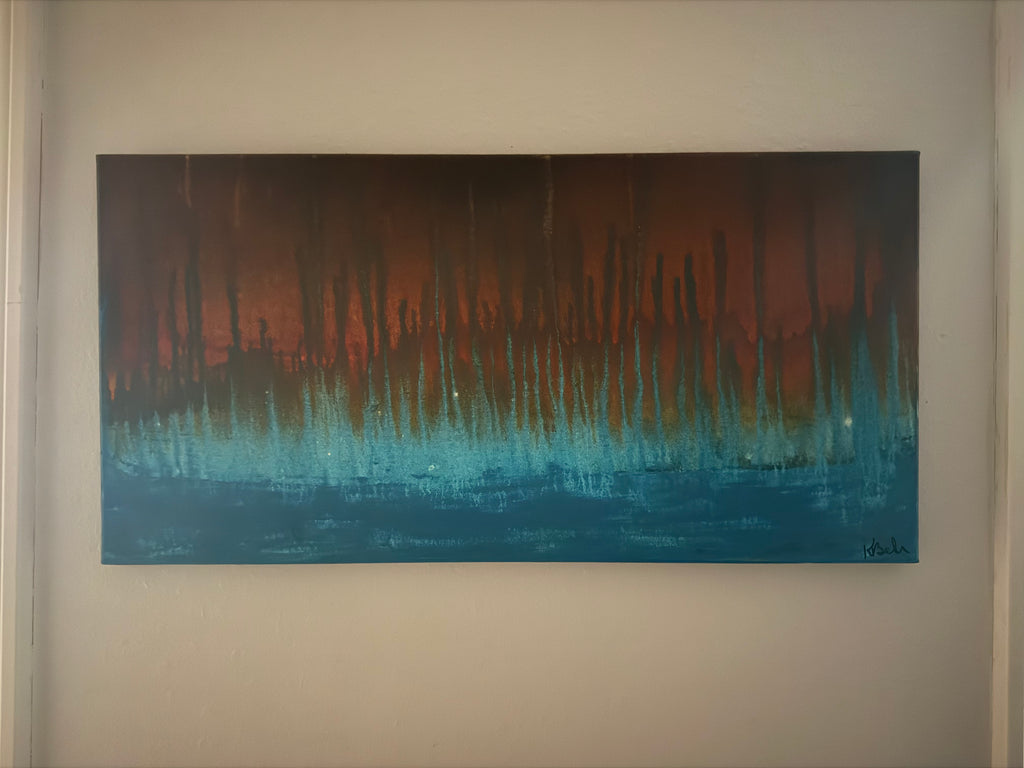 Abstract Landscape Original Acrylic Painting 24x12