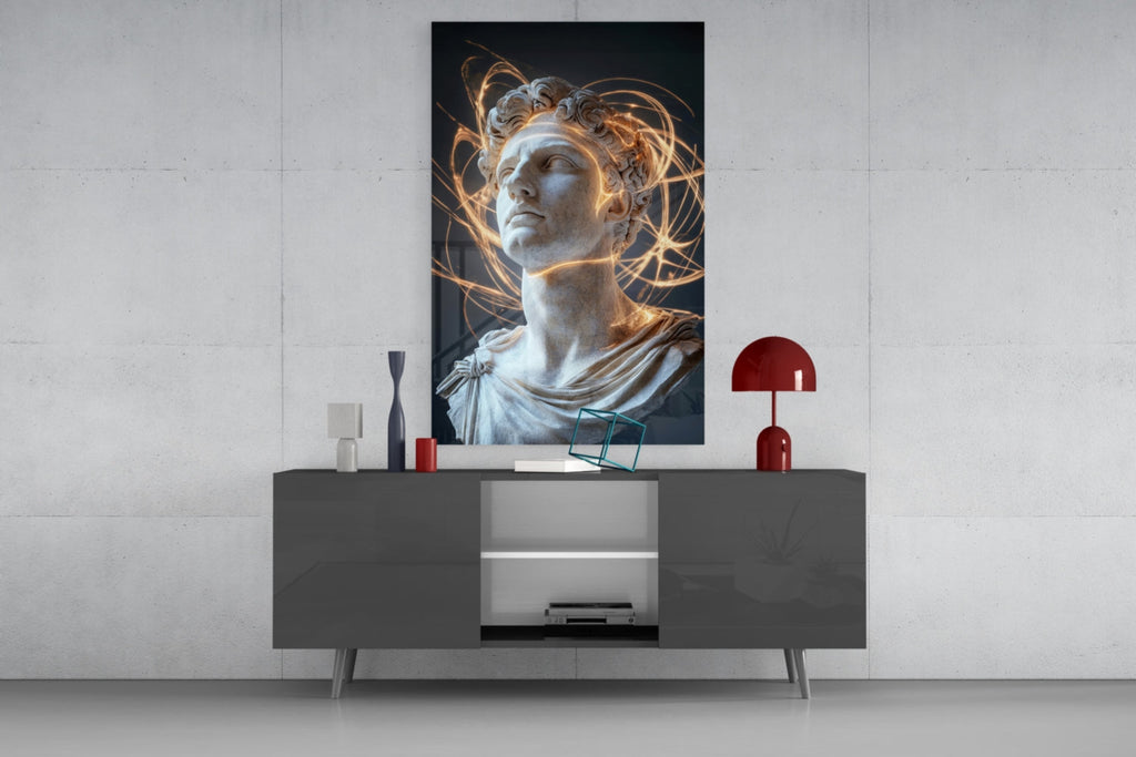 The Shining Mind of Aurelius Glass Wall Art || Designer Collection