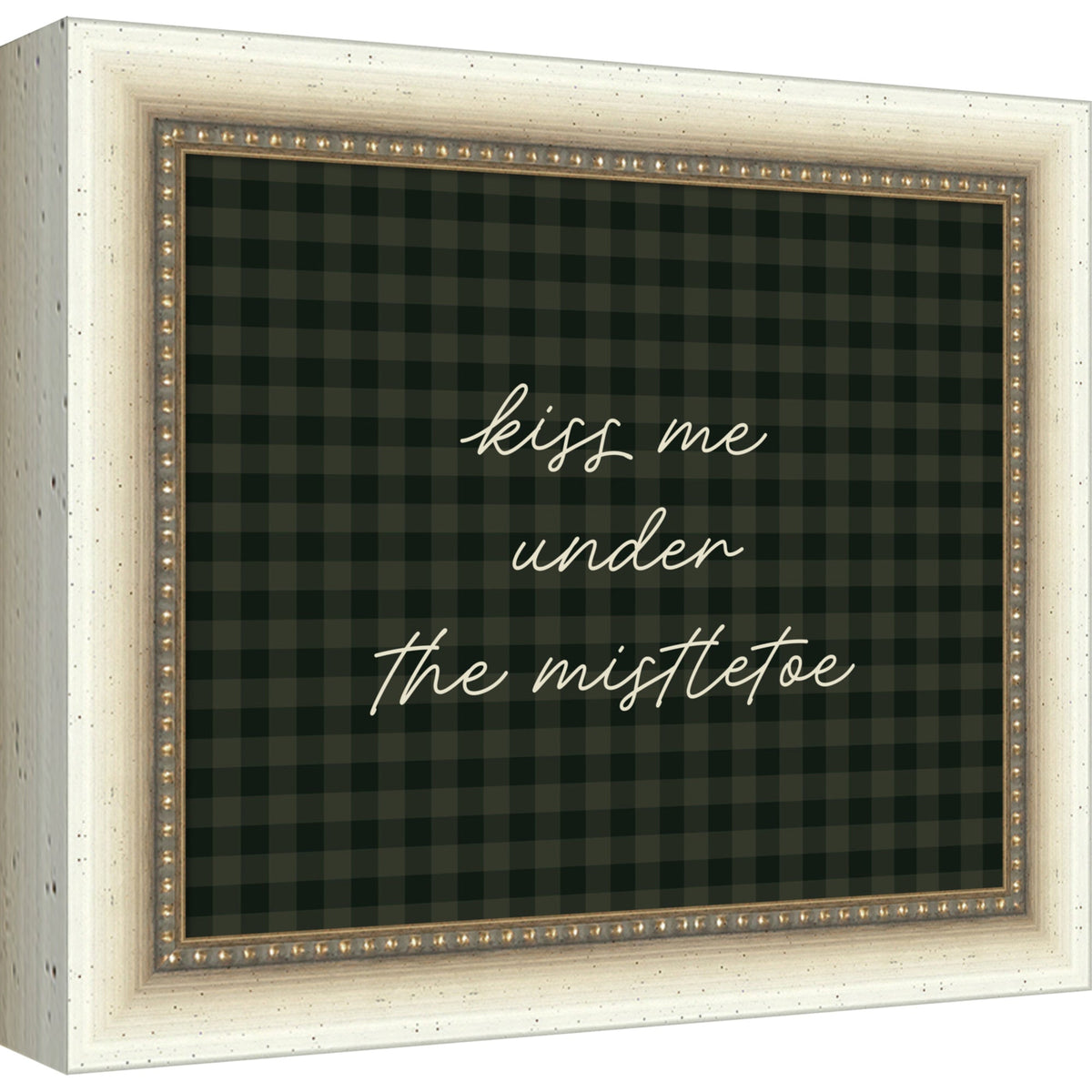 Mistletoe Kiss Green Gingham by The Creative Bunch Studio Framed Mounted Canvas Wall Art Print