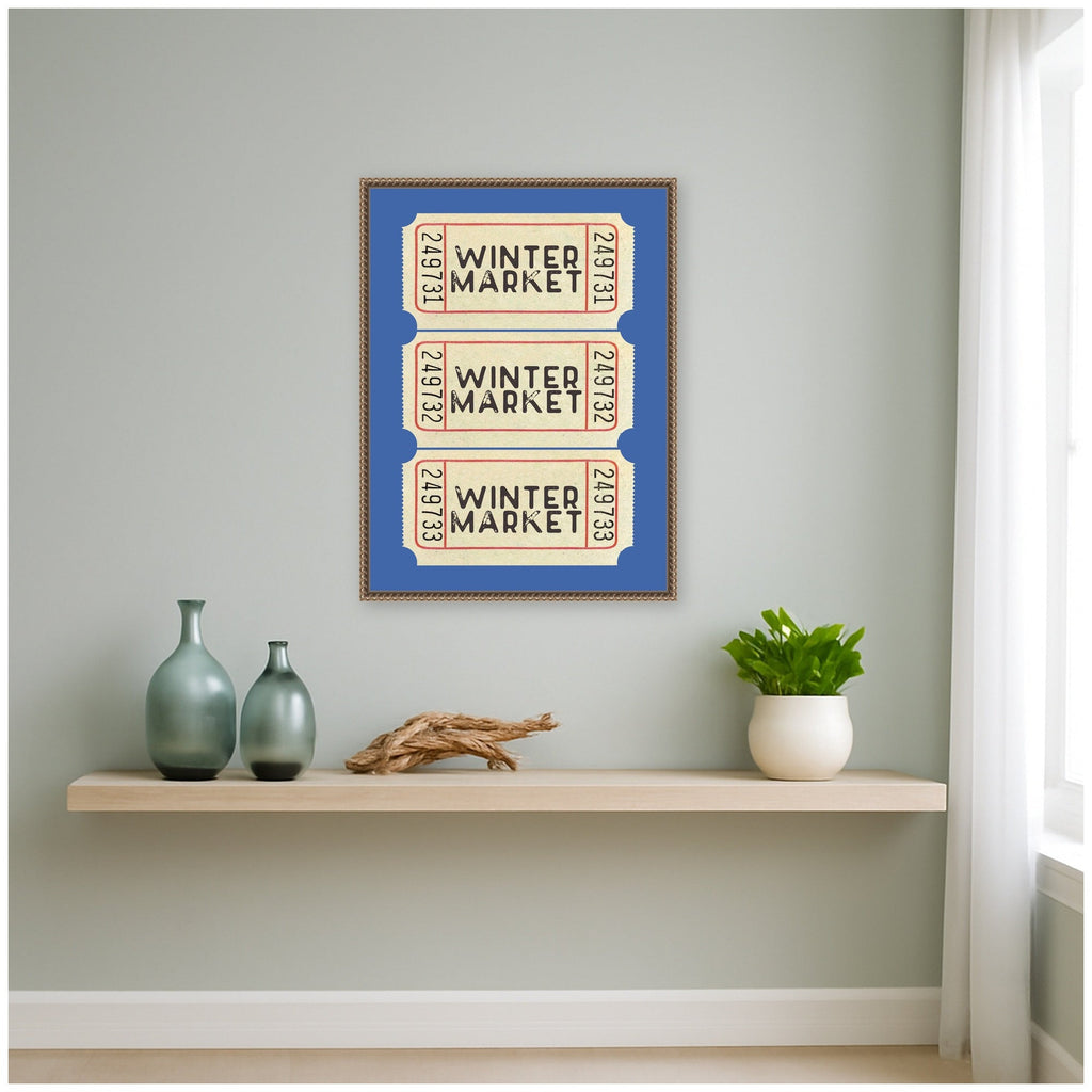 Winter Market Ticket by Kikiandnim Framed Canvas Wall Art Print
