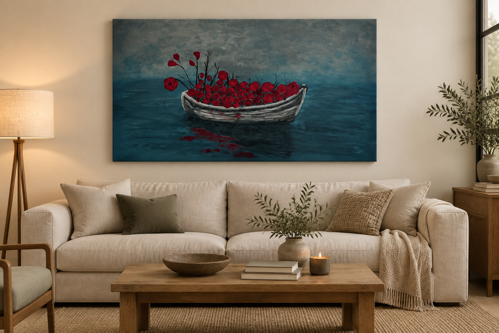 Boat of Red Flowers — Room Mockup