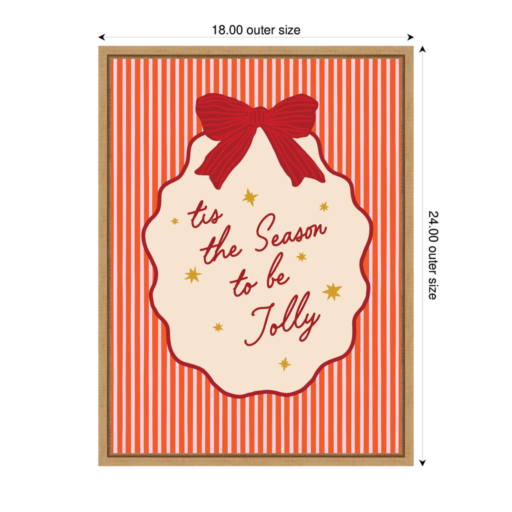 Retro Tis the Season Jolly by Lucky Guava Framed Canvas Wall Art Print