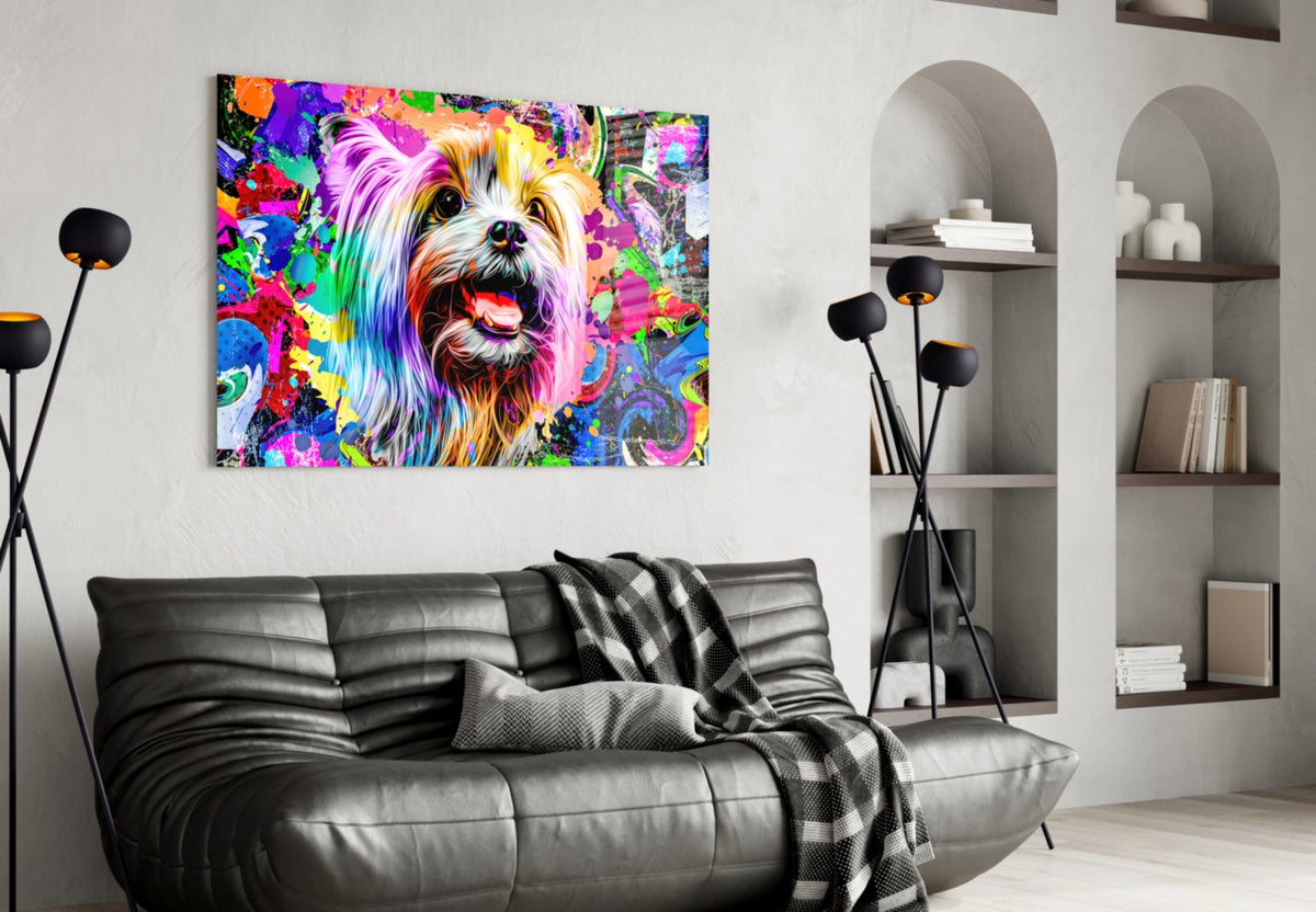 Happy Puppy Glass Wall Art