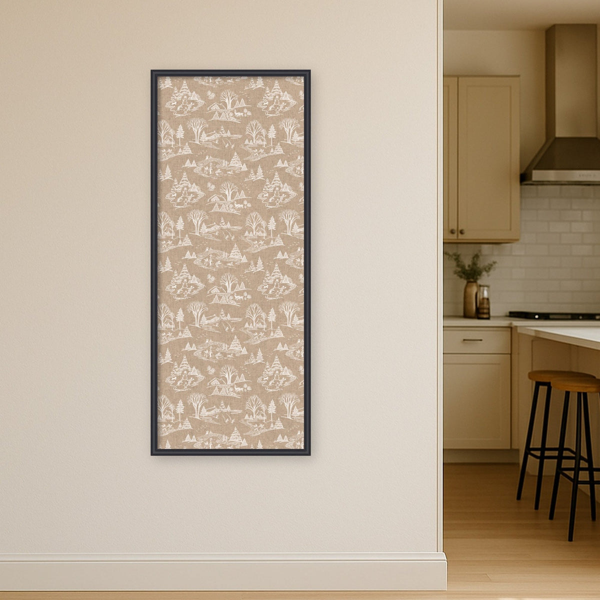 Kate and Laurel Framed Fabric Pinboard Wonderland White Toile