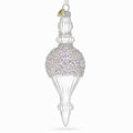 Clear Glass Ribbed Finial With Beaded Top Christmas Ornament