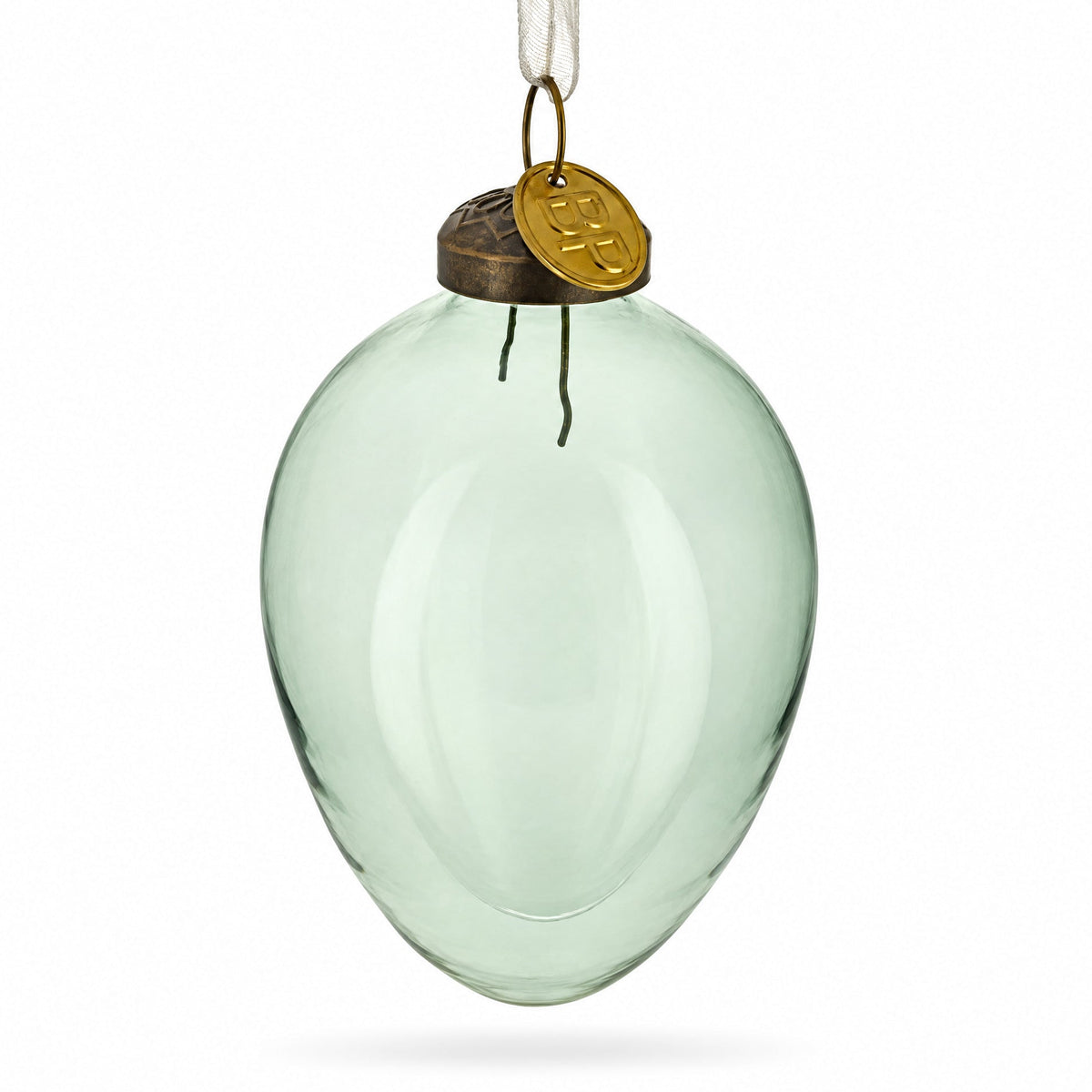 Oval Vintage Style Clear Glass Egg Christmas Ornament