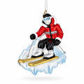 Alpine Downhill Skier on Slopes Glass Christmas Ornament