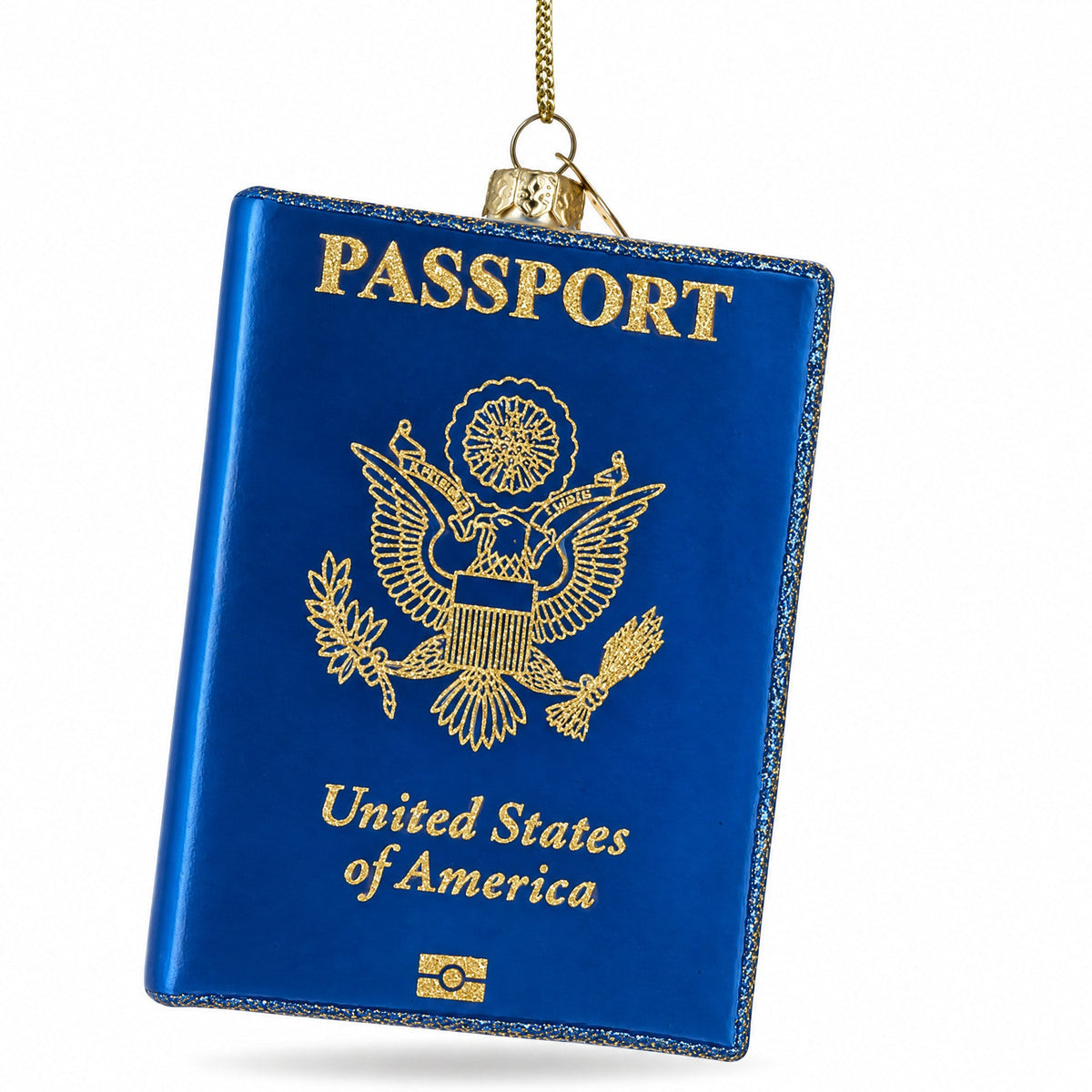 USA Travel Passport Glass Christmas Ornament