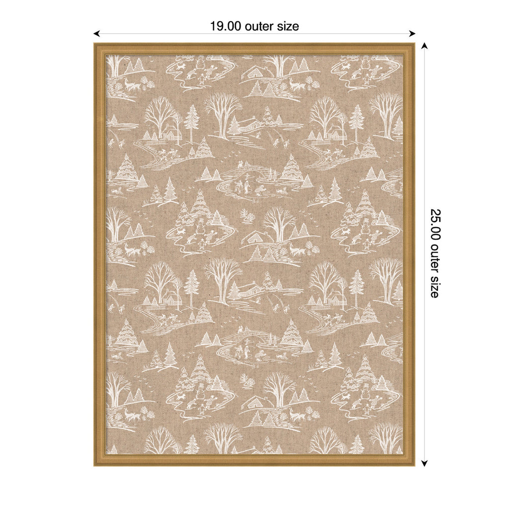 Kate and Laurel Framed Fabric Pinboard Wonderland White Toile
