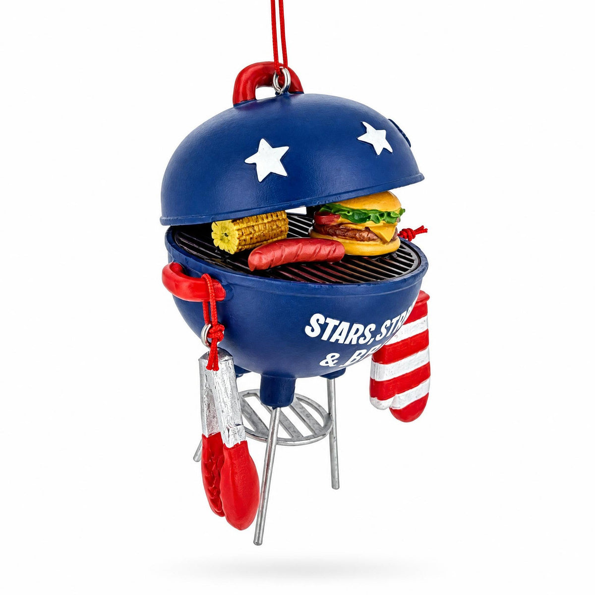 Patriotic BBQ Grill Burger Hot Dog Resin Christmas Ornament