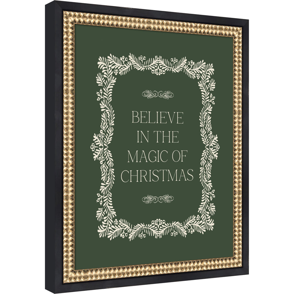 Christmas Magic Green by Kikiandnim Framed Mounted Canvas Wall Art Print