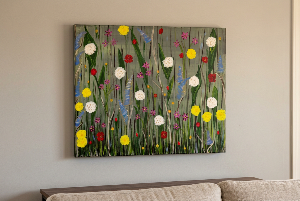Field of Flowers – Wall Close-Up Mockup
