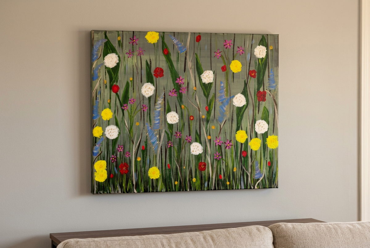 Field of Flowers – Wall Close-Up Mockup