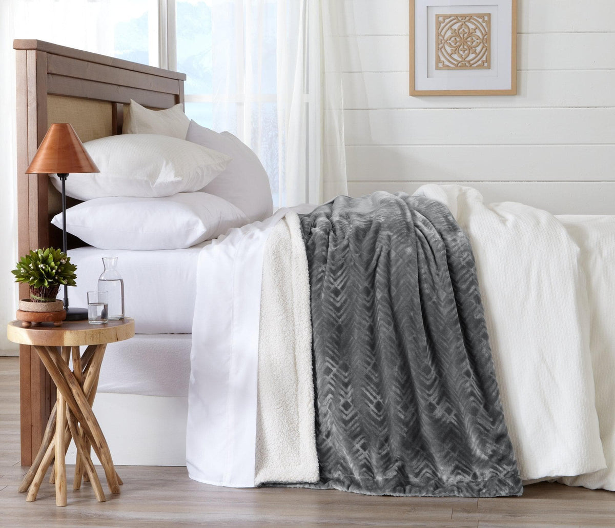 Velvet Plush Sherpa Luxury Bed Blanket - Cielo Collection