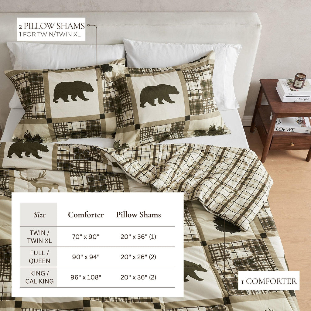 Reversible Christmas Comforter and Sham Set - Holiday / Lodge Odette Collection