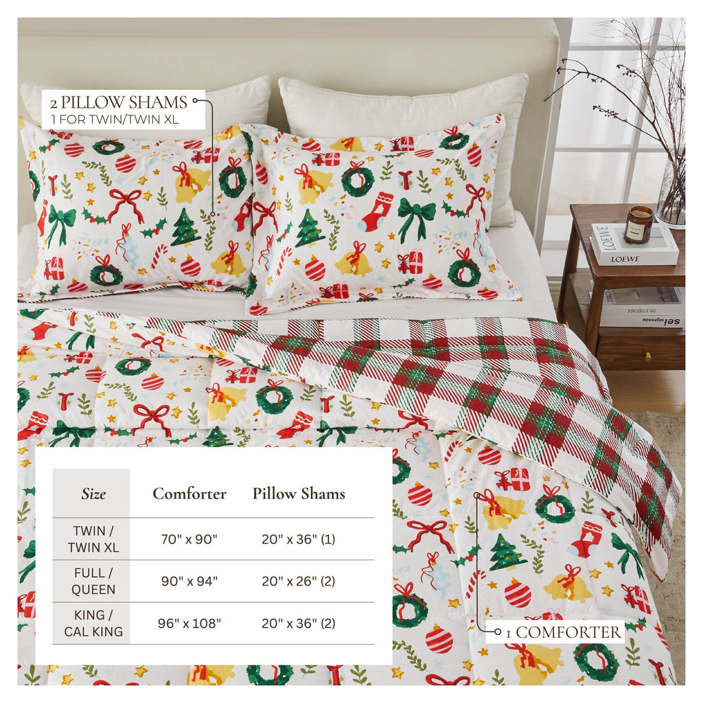 Reversible Christmas Comforter and Sham Set - Holiday / Lodge Odette Collection
