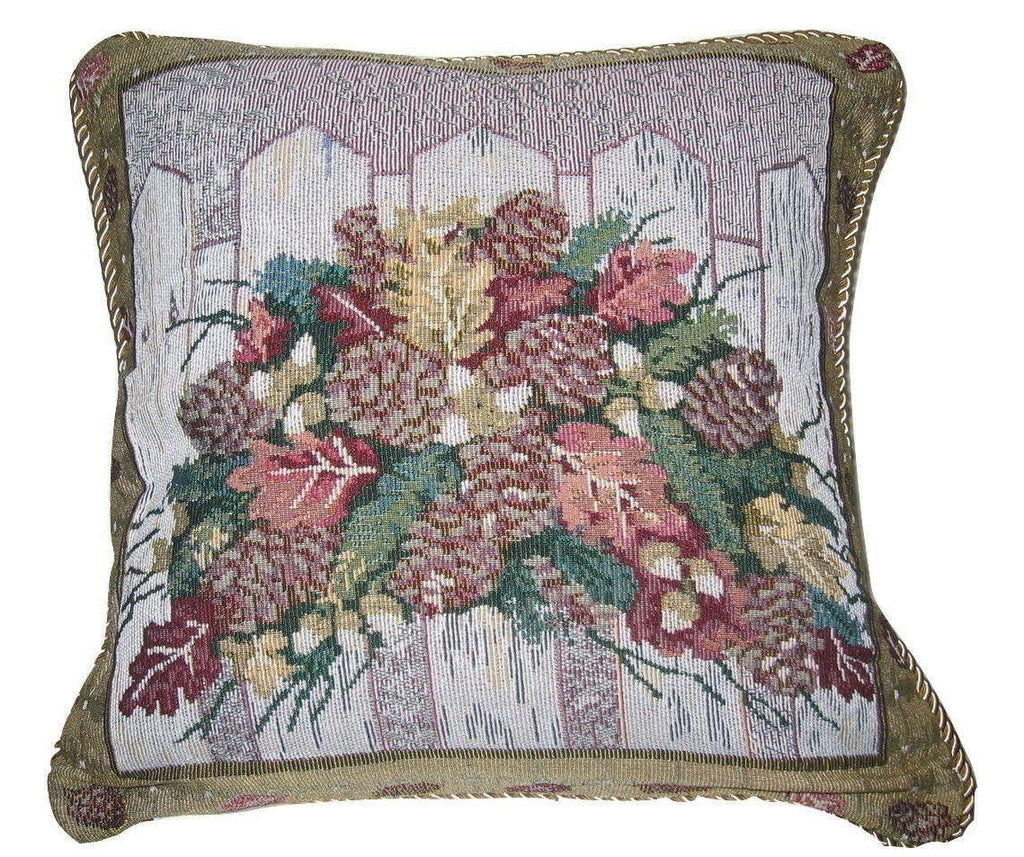 DaDa Bedding Set of 2-Pieces Festive Holiday Fiesta Floral Botanical Tapestry Throw Pillow Covers w/ Inserts - 18" x 18"